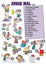 Avoir Mal Exercice D Association Fle Fiches Pedagogiques Apprendre Le Francais