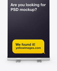 Download Rollup Mockup In Indoor Advertising Mockups On Yellow Images Object Mockups PSD Mockup Templates
