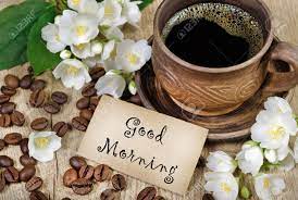 These good morning coffee images are well optimized, properly sized, hence appropriate for sharing. Good Morning Morning Coffee And Jasmine Flowers On A Wooden Table Stock Photo Picture And Royalty Free Image Image 101521670
