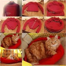 Un Pull Reconverti En Lit Pour Chat Ou Chien Lit Pour Chat Panier Chat Coussin Chien