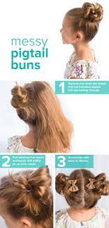 5 Easy Back To School Hairstyles For Girls Little Girl Hairstyles Pigtail Buns Girl Hairstyles