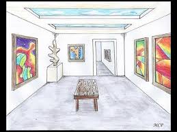 Art Gallery Room One Point Perspective Tutorial Explore Create Make It Great Perspective Art Perspective Drawing Architecture Art Galleries Architecture
