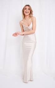 Keisha Slip Maxi Dress Champagne Pretty Lavish Silkfred Champagne Maxi Dress Cowl Neck Wedding Dress White Maxi Dresses