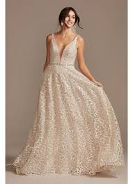 This style is also available with the. Geometric Sequin Illusion Plunge Wedding Dress David S Bridal