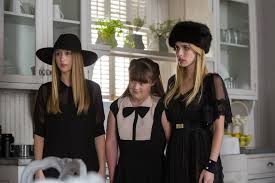 Apocalypse setting of outpost three, flanked by fellow witches madison montgomery (emma roberts) and myrtle snow (frances conroy), at the tail end of wednesday's episode of the fx horror anthology's eighth season. American Horror Story Coven Season Finale Recap The Seven Wonders Baltimore Sun