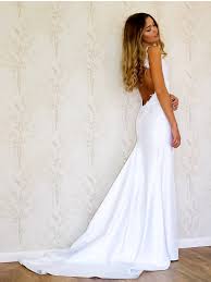 Elegant A Line Mermaid White Long Wedding Dress With Train