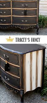 Black And Rose Gold Dresser Black And Gold Striped Dresser By Tracey S Fancy Painted Furniture Ideas Painted Dresser Rustic Painted Furniture Paint Furniture Painted Bedroom Furniture