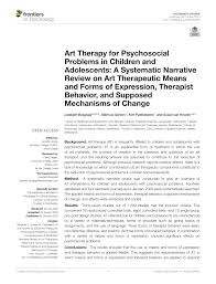 We did not find results for: Pdf Art Therapy For Psychosocial Problems In Children And Adolescents A Systematic Narrative Review On Art Therapeutic Means And Forms Of Expression Therapist Behavior And Supposed Mechanisms Of Change