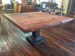 Square Reclaimed Wood Top Pedestal Dining Table Kitchen Dinette Table Made To Order Square Dining Room Table Dining Table Pedestal Dining Table