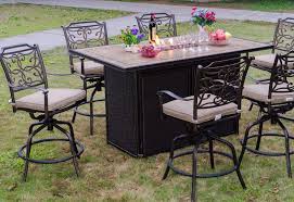 Rectangular Bar Height Gas Fire Pit Wicker Panel With Cast Aluminum Swivel Bar Chairs In Olifen Fa Old Wicker Chairs Wicker Furniture Cushions Wicker Headboard
