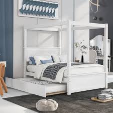 Wood Frame Full Size Canopy Bed