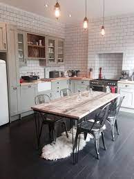Vintage Industrial Hairpin Leg Rustic Reclaimed Plank Top Dining Table Uk Made Industrial Decor Kitchen Kitchen Style Kitchen Furniture