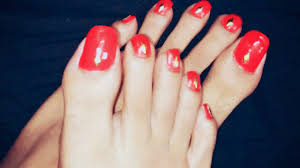Use acrylic gel, modify the shape of your toenails if. Red Toe Nail Art Using Pasting Designs Quick And Easy Red Pedicure At Home Red Toe Nails Youtube