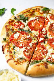 Quick Easy Pizza Dough Recipe Spinach And Feta Quick Pizza Vegetarian Pizza