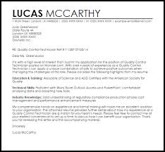 This cover letter example is a great representation of what a hiring manager is looking for in a qa analyst cover letter resume. Quality Control Technician Cover Letter Sample Cover Letter Templates Examples