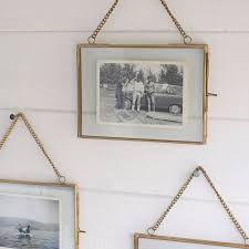 Classic Wooden Hanging Picture Frame Design Come With Square Shaped And Also Brass Chain On W Hanging Picture Frames Brass Picture Frames Picture Frame Designs