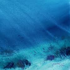 Ocean Sea Deep Sea Underwater Oceanscape Seascape Sea Floor Blue Minimal Watercolor Painting Art In 2020 Seascapes Art Painting Demo Sailing Painting