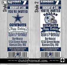 Dallas Cowboys Birthday Ticket Style Invite Custom Dallas Cowboys Birthday Dallas Cowboys Baby Shower Cowboy Invitations Birthday