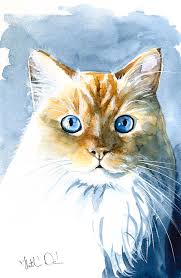 Red, cream, chocolate, tortoiseshell, blue, blue cream, seal point, chocolate point, tortie point, blue cream point, blue point, flame point, cream point. Doll Face Flame Point Himalayan Cat Painting Painting By Dora Hathazi Mendes