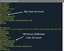 Full User Account Details Details List Accounting Windows Defender Users