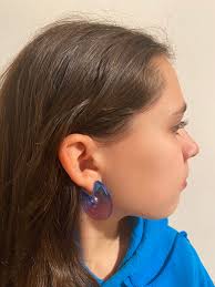 Lowercase C Resin Earrings Colored Cotton Candy