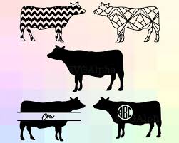Download Cow Svg File Monogram Cow Cricut Svg Split Cow Dxf Chevron Etsy