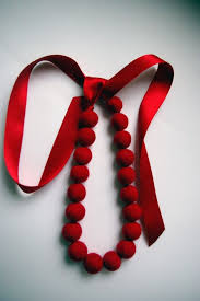 Collier Rouge Feutre Collier Boule Rouge Bureau Fashion Luxe Rouge Fashion Collier Cadeau De Noel Cadeaux Red Necklace Felt Jewelry Fabric Necklace