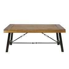 Noble House Catriona Rustic Metal Frame Rectangular Teak Brown Wood Outdoor Coffee Table 41810 Outdoor Coffee Tables Coffee Table Wood Coffee Table