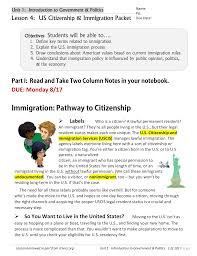 Vocabulary list for the reading and writing portion of the. Intro To Us Immigration And Citizenship Packet