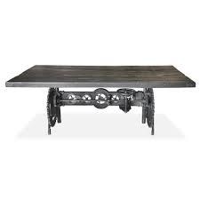 I enjoy making steampunk inspired furniture out of reclaimed materials. Steampunk Adjustable Dining Table Iron Crank Base Rustic Ebony Rustic Deco Incorporated