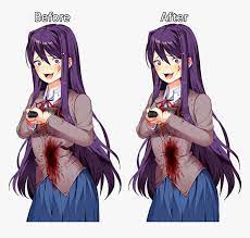 She has extensively long, straight, dark. Doki Doki Literature Club Yuri Stab Hd Png Download Kindpng