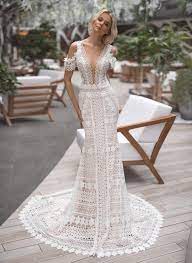 Boho Wedding Dress Mermaid 3d Sleeves Train Modern Wedding Etsy Wedding Dress With Pockets Boho Wedding Dress Bohemian Wedding Dresses Lace