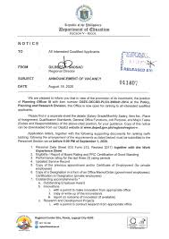 This document communicates something of your qualities in a based on my understanding of your english teacher position, the following are some aspects of my background that seem most relevant to meet your needs Announcement Of Vacancy We Are Deped Region V Bicol Facebook