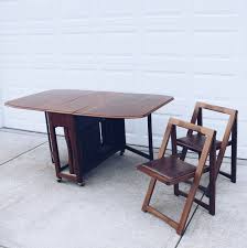 Drop Leaf Gateleg Dining Table With 4 Storable Chairs Set Chatham County Furniture Folding Chai Modern Art Living Room Modern Art Room Mid Century Modern Art