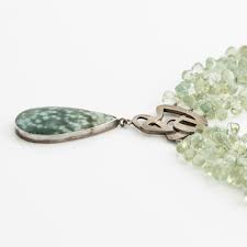 John Agee, necklace, silver and green stones likely quartz.