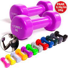 Cast iron dumbbells feature a flat side to prevent rolling. C P Sports Gym Dumbbells 0 5 Kg 0 75 Kg 1 0 Kg 1 5 Kg 2 0 Kg 2 5 Kg 3 0 Kg 4 0 Kg 5 0 Kg 6 0 Kg 8 0 Kg 10 0 Kg Vinyl Dumbbells Weights For Fitness Amazon De Sport Freizeit