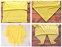 Diy Front Knot Tied Crop Top Tee Shirt Noue Devant Diy Crop Top Diy Shirt T Shirt Diy