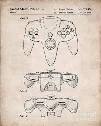 A wireless tablet with a tethered stylus and a 6 x 4 drawing area, the udraw gametablet integrates the wii remote into its design, taking advantage of the controller's motion control capabilities and button scheme, as well as drawing power from it. Nintendo N64 Patent N64 Controller Art Antique Vintage Digital Art By Patent Press