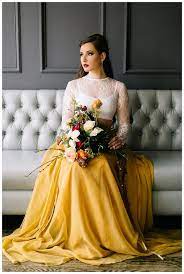 Rich Romantic Anthropologie Inspired Wedding Yellow Wedding Dress Yellow Wedding Inspiration Wedding Dress Chiffon