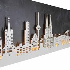 Lieferzeit 5 bis 7 tage. Skyline Koln Highlights Der Stadt Wandbild Aus Holz 128cm Merk Echt Design Manufaktur Fur Hochwertige Unikate