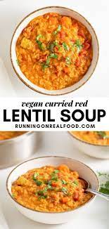 Curried Red Lentil Soup Recipe Red Lentil Soup Vegan Soup Recipes Lentil Recipes