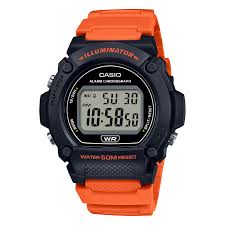 W219H-4AV | Black and Orange Digital Mens Watch | CASIO