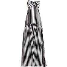 Caroline Constas Bow Detail Strapless Striped Cotton Maxi Dress 2 630 Sar Liked On Polyvore Fe With Images Maxi Dress Cotton Black White Maxi Dress Black Striped Dress