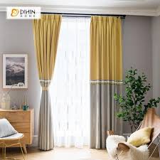 Dihin Home Embroidered Yellow And Grey Blackout Grommet Window Curtain For Living Room 52x Curtains Living Room Living Room Decor Curtains Living Room Designs