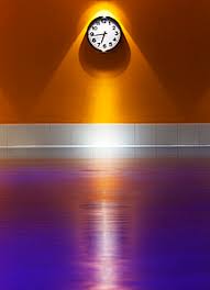 More about outdoor clocks & pool thermometers. Empty Indoor Swimming Pool With Wall Clock Stockphoto