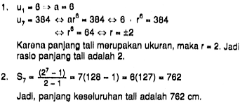Contoh soal barisan dan deret aritmatika dan geometri 2 merupakan kumpulan soal barisan dan deret aritmatika serta geometri untuk soal dengan level kognitif aplikasi. Seutas Tali Dipotong Menjadi 7 Bagian Dan Panjang Masing Masing Potongan Membentuk Barisan Geometri Mas Dayat