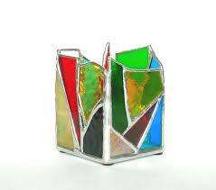 Multi Colored Stained Glass Candle Holder Stained Glass Candle Holder Patterns Multi Colored Stained Glass Stained Glass Candles