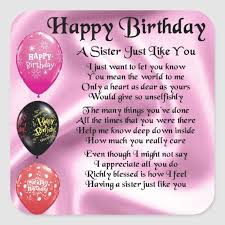 Sister Poem Happy Birthday Design Square Sticker Zazzle Com In 2021 Birthday Wishes For Sister Birthday Wishes For Aunt Happy Birthday Wishes Sister