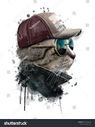 Watercolor Portrait Of Cool Cat With Glasses Cat Artwork By Semih Kurtulus Studiolondon Https Creativemarket Com Semi Soyut Fotografcilik Kedi Kopek Hayvan