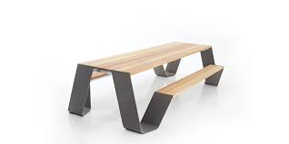 These kinds of tables are attached or detached with benches for allowing multiple people to sit and eat together. Hopper Outdoor Picnic Table By Extremis Steelcase